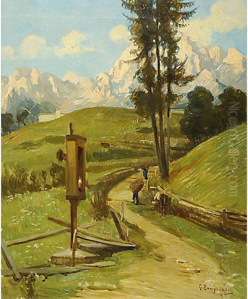 Lavoratori In Alta Montagna Oil Painting by Giovanni Zangrando