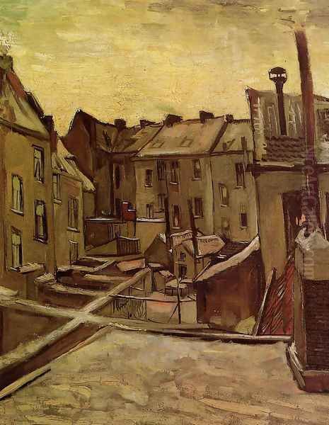 Backyards Of Old Houses In Antwerp In The Snow Oil Painting by Vincent Van Gogh