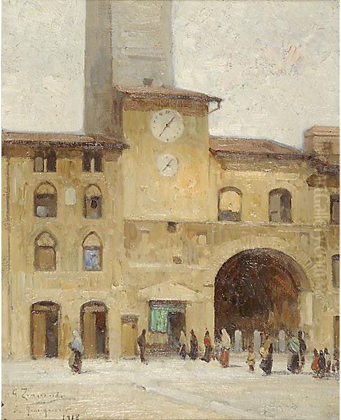 Paesaggio A San Gimignano Oil Painting by Giovanni Zangrando