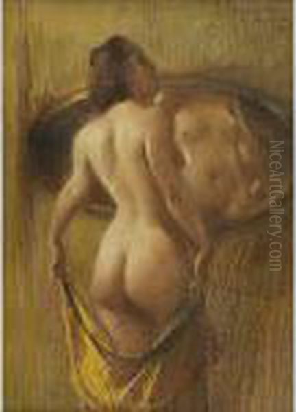 Nuda Allo Specchio Oil Painting by Giovanni Zangrando