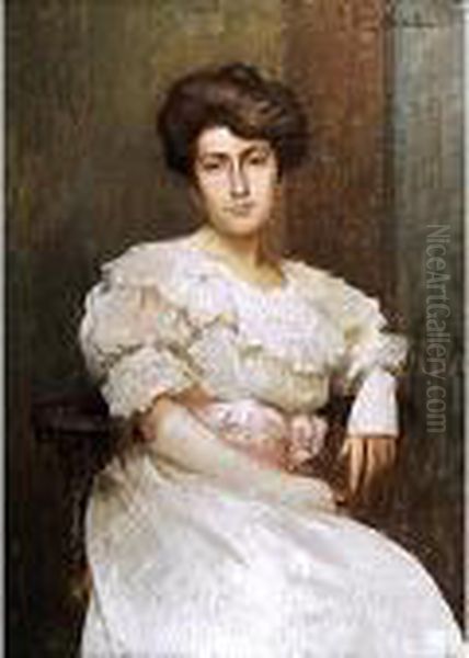 Signora Con Vestito Bianco Oil Painting by Giovanni Zangrando