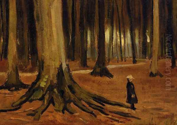 Girl in the Woods Oil Painting by Vincent Van Gogh