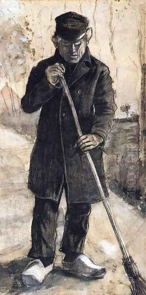 A Man with a Broom Oil Painting by Vincent Van Gogh