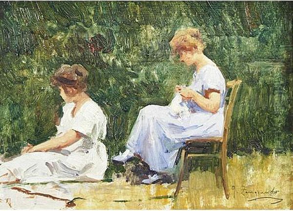 Conversazione In Giardino Oil Painting by Giovanni Zangrando