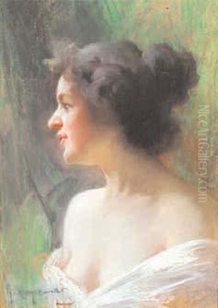 Profilo Di Donna Oil Painting by Giovanni Zangrando