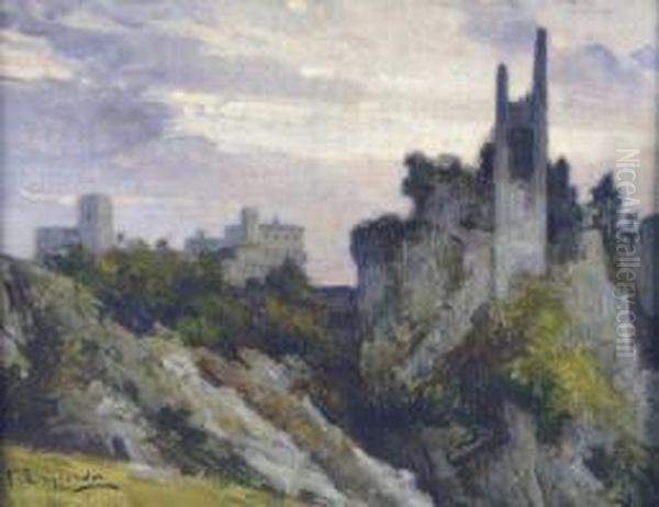 Il Castello Di Duino Oil Painting by Giovanni Zangrando