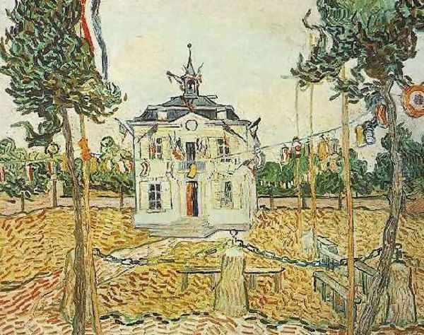 Auvers Town Hall On July 14 1890 Oil Painting by Vincent Van Gogh