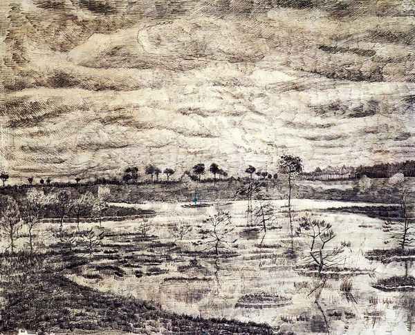 A Marsh Oil Painting by Vincent Van Gogh