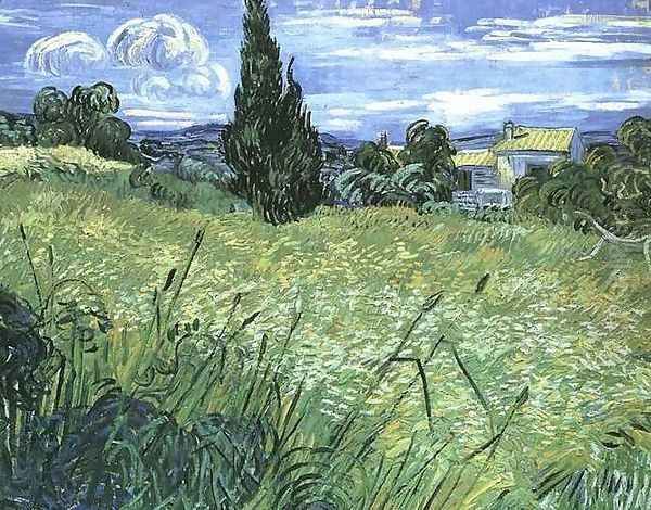 Green Wheat Field With Cypress Oil Painting by Vincent Van Gogh