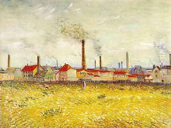 Factories At Asnieres Seen From The Quai De Clichy Oil Painting by Vincent Van Gogh