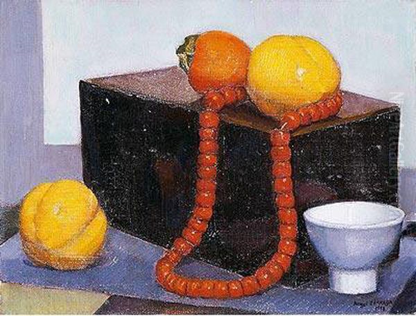 Nature Morte Aux Fruits Et Au Collier Oil Painting by Angel Zarraga Arguelles