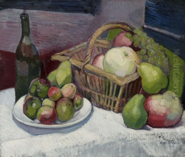 Nature Morte Aux Fruits Ou Nature Morte En Bord De Mer Oil Painting by Angel Zarraga Arguelles