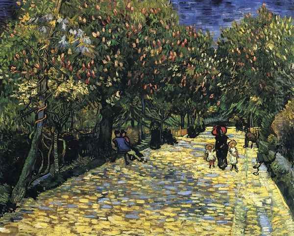 Avenue with Flowering Chestnut Trees Oil Painting by Vincent Van Gogh