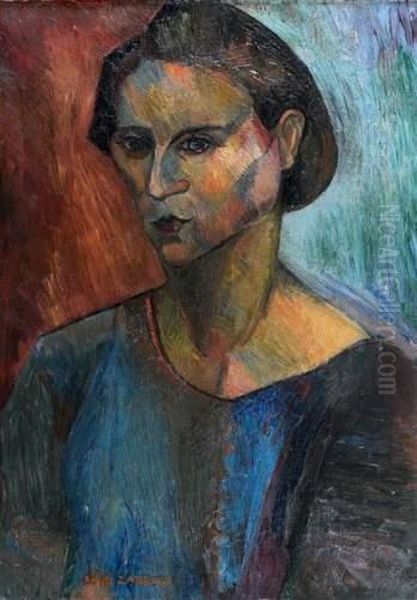 Portrait De Femme Oil Painting by Angel Zarraga Arguelles