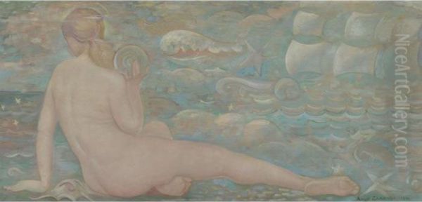 Desnudo Con Caracol Oil Painting by Angel Zarraga Arguelles