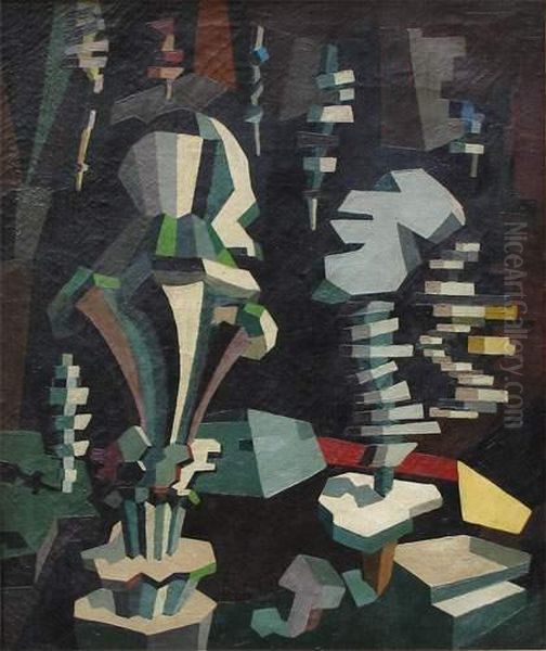 composition Cubiste Oil Painting by Angel Zarraga Arguelles