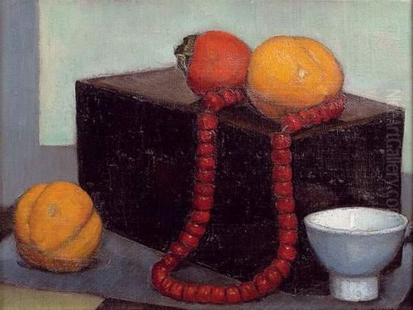 Nature Morte Aux Fruits Et Au Collier Oil Painting by Angel Zarraga Arguelles