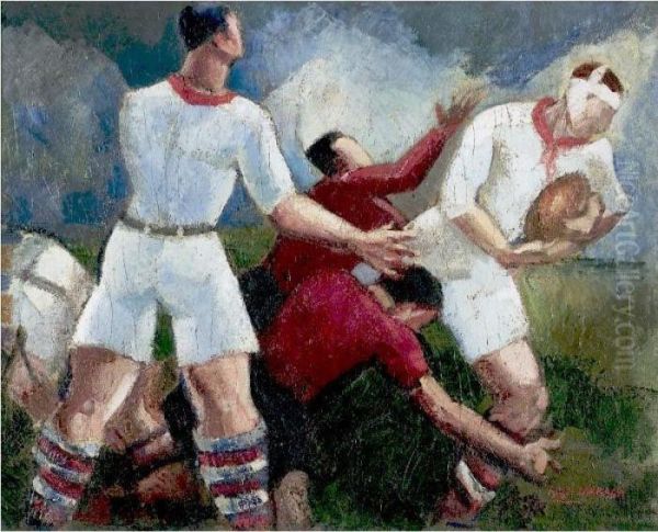 Depart (rugby) Oil Painting by Angel Zarraga Arguelles