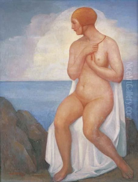 Banista En El Penon Blanco Oil Painting by Angel Zarraga Arguelles