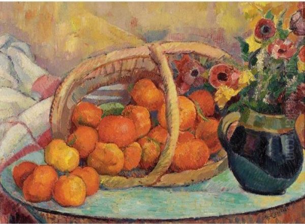 Nature Morte Avec Fruits Et Fleurs Oil Painting by Angel Zarraga Arguelles