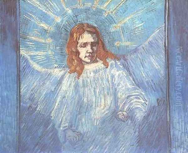 Half Figure Of An Angel (after Rembrandt) Oil Painting by Vincent Van Gogh