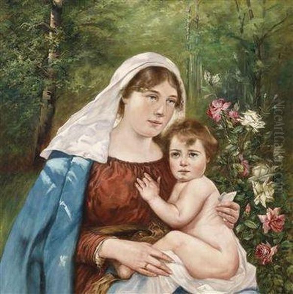 Madonna Withchild Oil Painting by Hans Zatzka