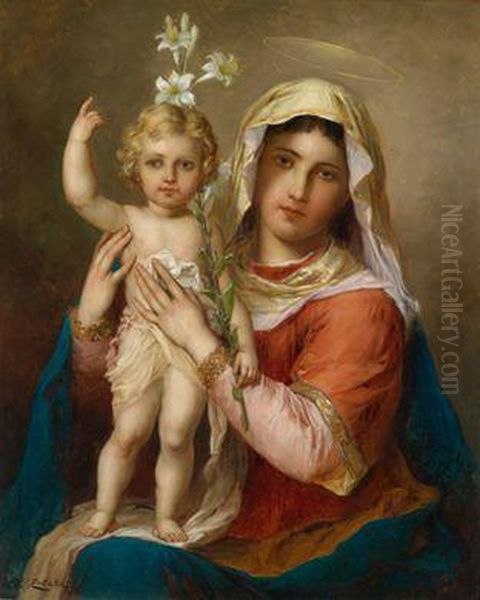 Madonna Mit Kind Oil Painting by Hans Zatzka