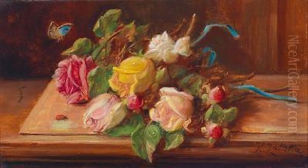 Rosenbouquet Oil Painting by Hans Zatzka