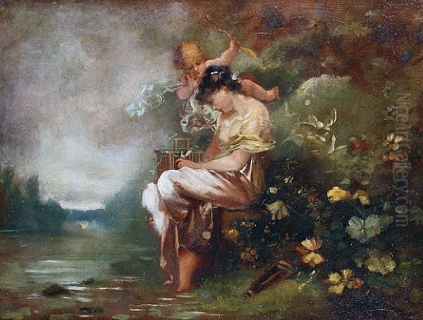 Cupid's Whisper Oil Painting by Hans Zatzka