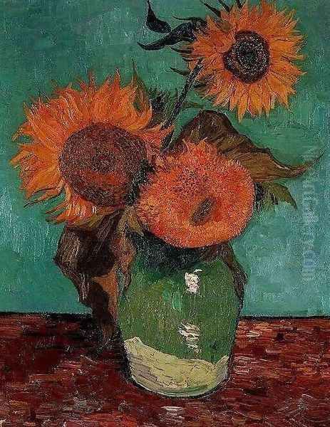 Three Sunflowers In A Vase Oil Painting by Vincent Van Gogh