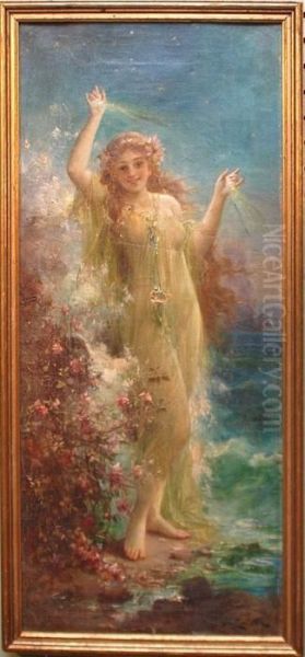 Beautiful Young Lady Oil Painting by Hans Zatzka