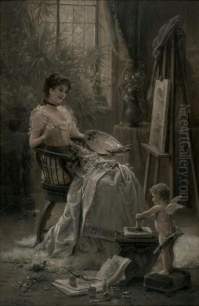 Kunstgenossen Oil Painting by Hans Zatzka