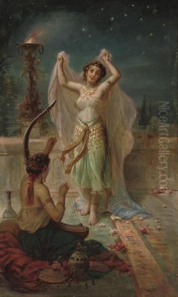 A Dance Under The Stars Oil Painting by Hans Zatzka