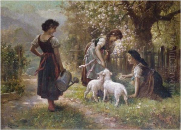 Happy Spring Time Oil Painting by Hans Zatzka