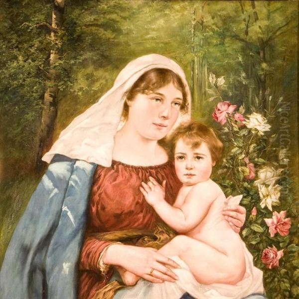 Madonna Con Bambino Oil Painting by Hans Zatzka