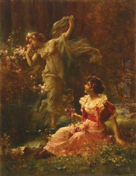 Allegory Of Spring Oil Painting by Hans Zatzka