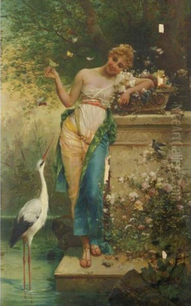 The Tease Oil Painting by Hans Zatzka