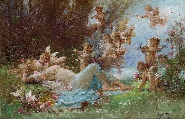 Diana Oil Painting by Hans Zatzka