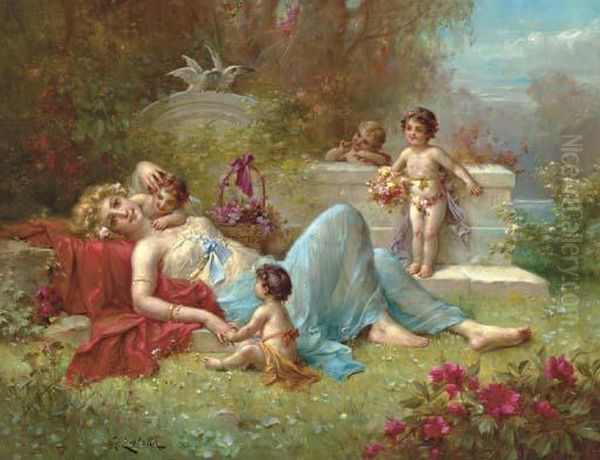 An Allegory Of Love Oil Painting by Hans Zatzka