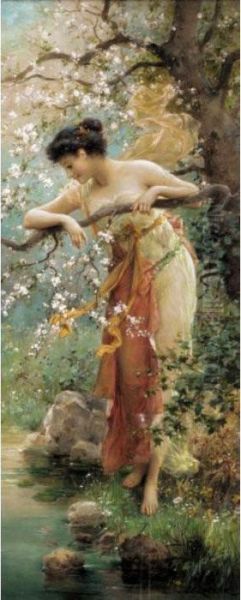 The Blossom Tree Oil Painting by Hans Zatzka