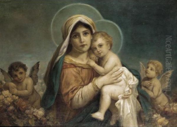 Madonna And Child Oil Painting by Hans Zatzka