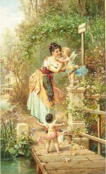 Bruckenzoll (who Goes There?) Oil Painting by Hans Zatzka