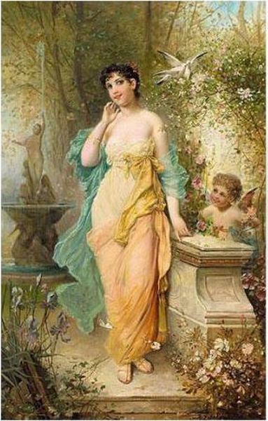 Liebesgluck (girl In Love) Oil Painting by Hans Zatzka