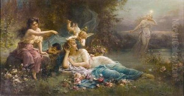 Mythologische Szene. Oil Painting by Hans Zatzka