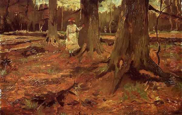 Girl In White In The Woods Oil Painting by Vincent Van Gogh