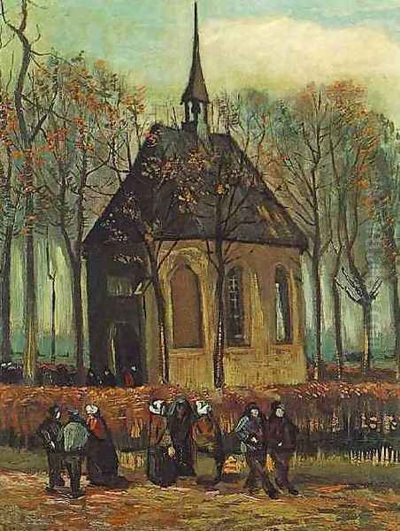 Congregation Leaving The Reformed Church In Nuenen Oil Painting by Vincent Van Gogh