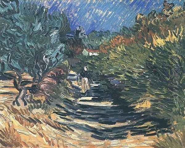 A Road at Saint-Remy with Female Figure Oil Painting by Vincent Van Gogh