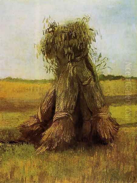 Sheaves Of Wheat In A Field Oil Painting by Vincent Van Gogh