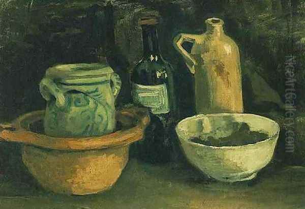 Still Life With Pottery And Two Bottles Oil Painting by Vincent Van Gogh