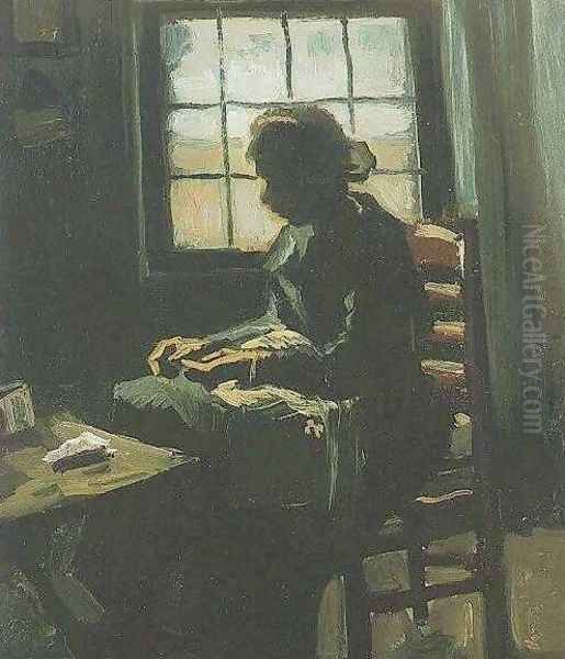 Woman Sewing Oil Painting by Vincent Van Gogh